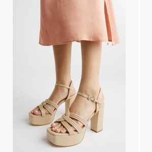 Marc Fisher Tan Platform Sandals with Adjustable Ankle Strap